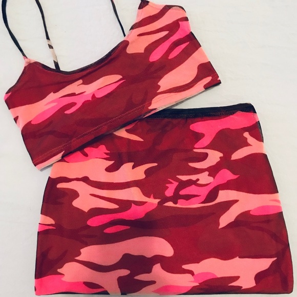 Fashion Nova Skirts Pink Camo Mini Skirt Set Poshmark